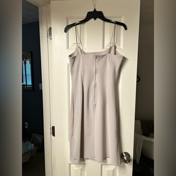 Grey Pinstripe Spaghetti Strap Dress Business - Picture 2 of 4